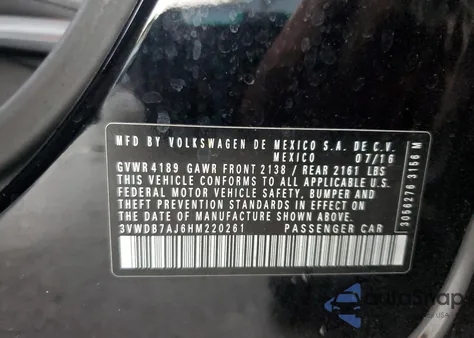 2017 Volkswagen Jetta Se z USA, uszkodzony, nr VIN 3VWDB7AJ6HM220261